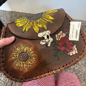 Floral Embroidered Leather Bag